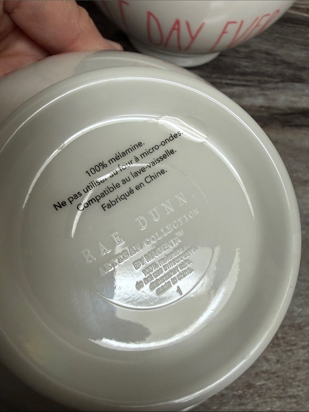 Rae Dunn White Melamine Bowls with Pink Script Set - Picture 2 of 8